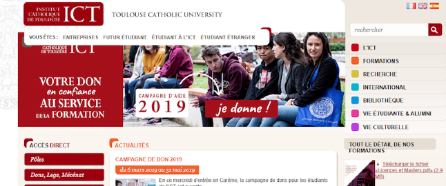 capture d'écran ancien site de l'ICT
