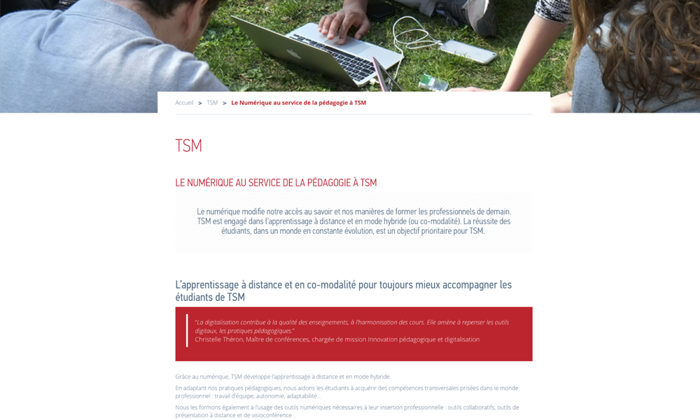 capture page Le Numérique au service de la pédagogie à TSM